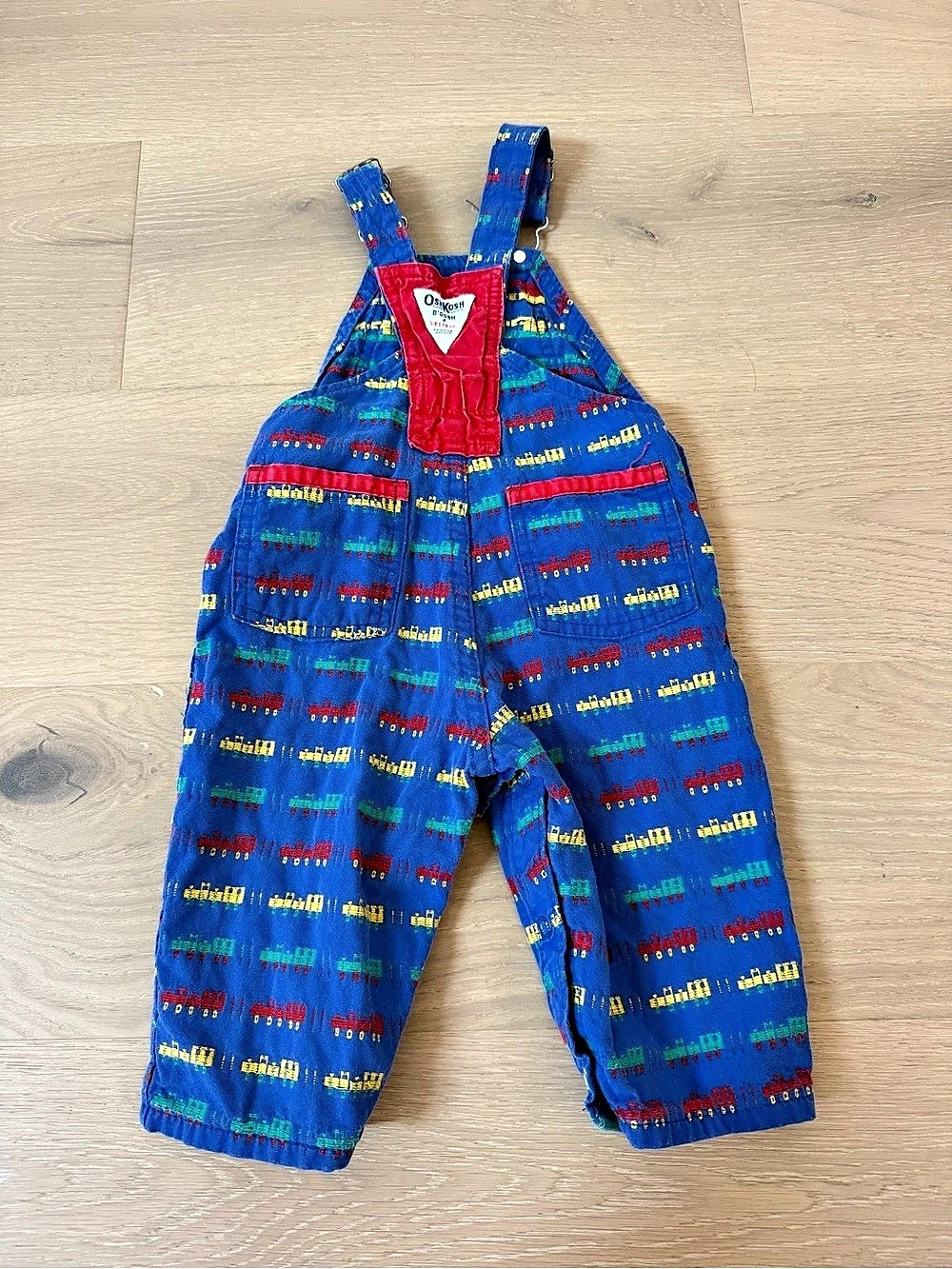 Vintage OshKosh B’gosh Vestback Train Print Overalls